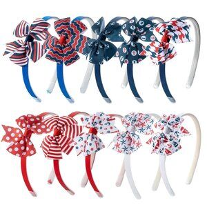 10 Pcs Bow Headbands for Girls, Non-Slip Girls Bows Hairbands Thin Headwear for
